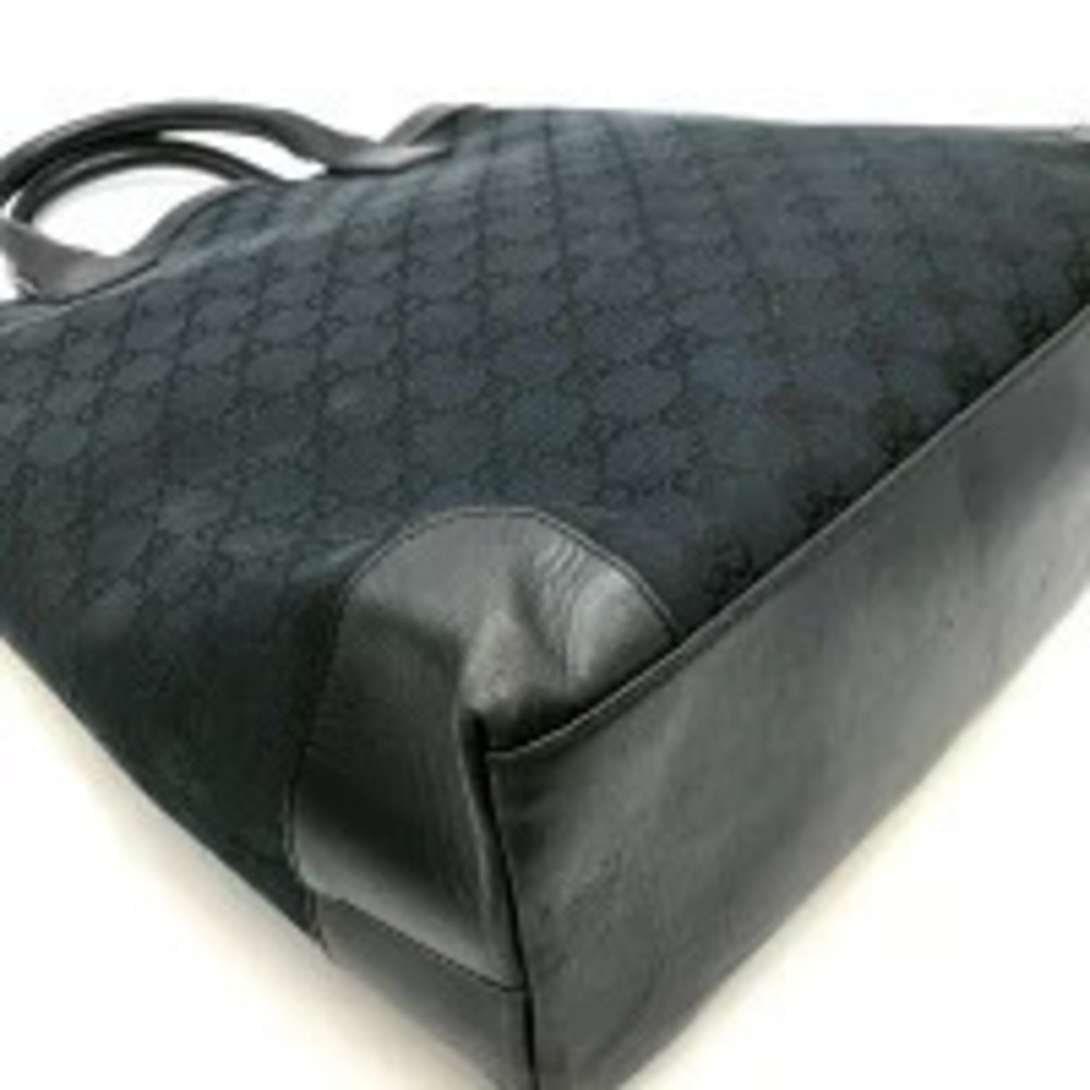 Gucci GG Canvas Tote Bag Handbag Leather Black - Picture 6 of 9